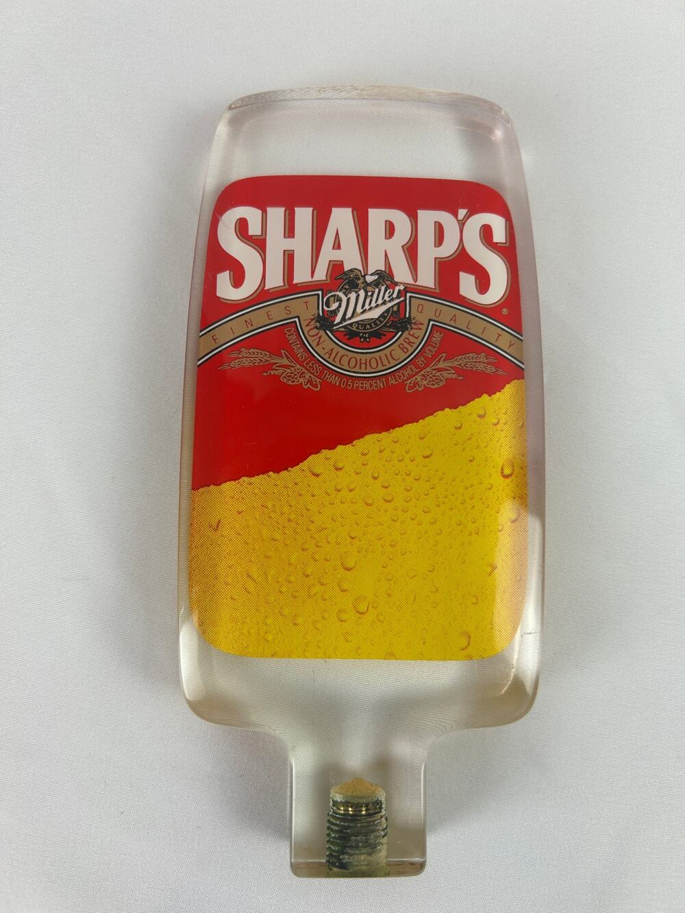 Vintage Miller Sharps Non Alcoholic Beer Acrylic Tap Handle Breweriana 6 Inch